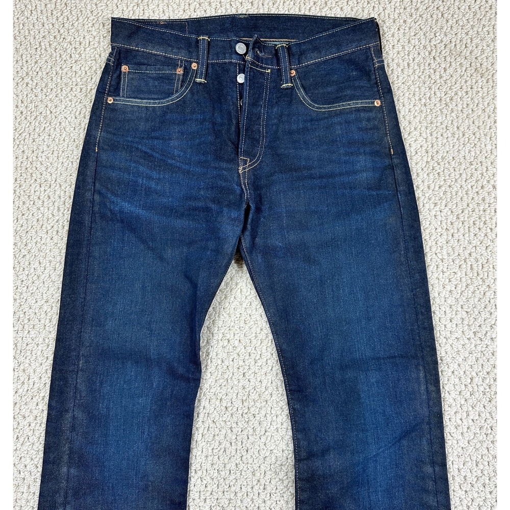 Levis 501 Jeans Men 31x32 Blue Straight Leg Button Fly Denim Irregular Whiskered